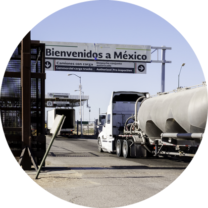 Trucks crossing Mexico border