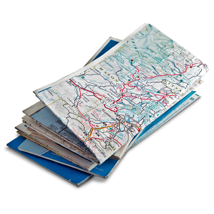 A folded paper map