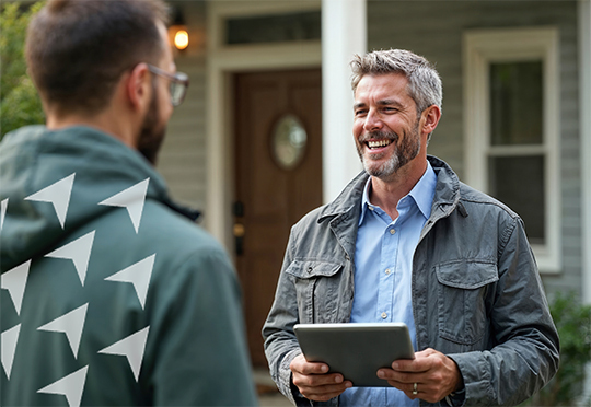 happy customer becoming advocate for service business