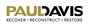 The logo for Paul Davis featuring the text "PAUL DAVIS" with the company tagline "RECOVER • RECONSTRUCT • RESTORE" below it.