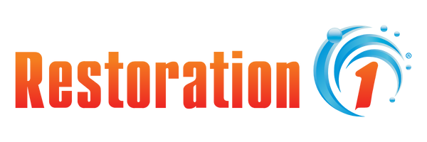 The Restoration 1 logo features the word "Restoration" in an orange-to-red gradient font next to a blue swoosh and the number 1.