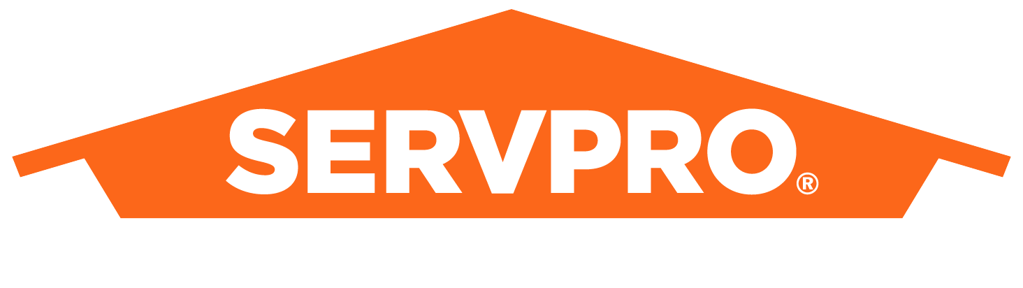 The SERVPRO logo features the company name in white text inside an orange house-shaped icon. The words "Preferred Vendor" appear faintly in white text below the icon.