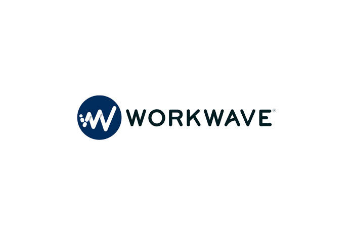 The WorkWave company logo, featuring a dark blue circle with a white stylized W icon next to the text "WORKWAVE" in a bold, dark sans-serif font.