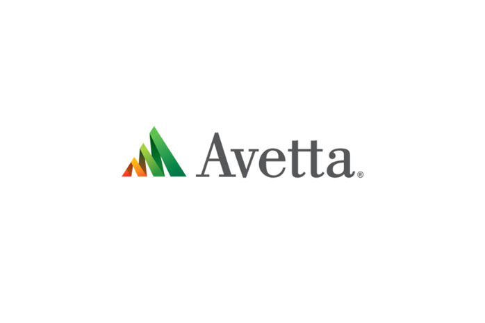 Logo for Avetta with three gradient triangles in green, yellow, and orange, resembling mountains, next to the text "Avetta" in gray.