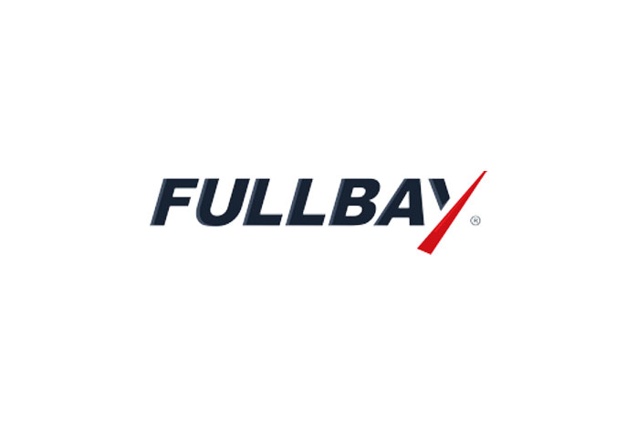 Dark blue text "FULLBAY" with a red diagonal slash through the letter "Y."