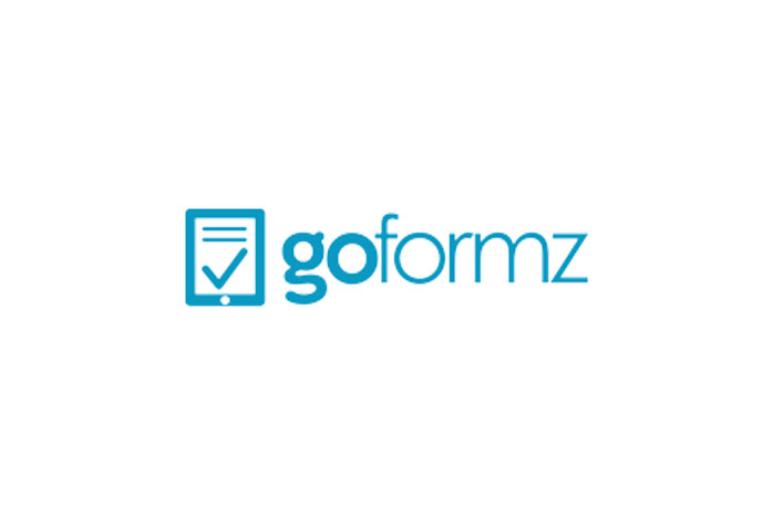 Blue "goformz" logo featuring an icon resembling a tablet with checkmarks and lines.