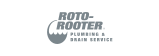 The Roto-Rooter logo features a stylized water droplet icon next to the brand name and the text Plumbing & Drain Service.