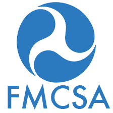 The logo of the Federal Motor Carrier Safety Administration (FMCSA), featuring a blue triskelion-style emblem above the blue text "FMCSA."
